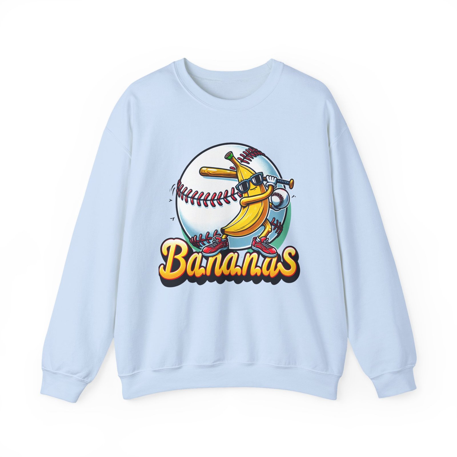 Banana Baseball Sweatshirt – Cozy Mascot Gameday Crewneck Gildan® 18000 - Image 6