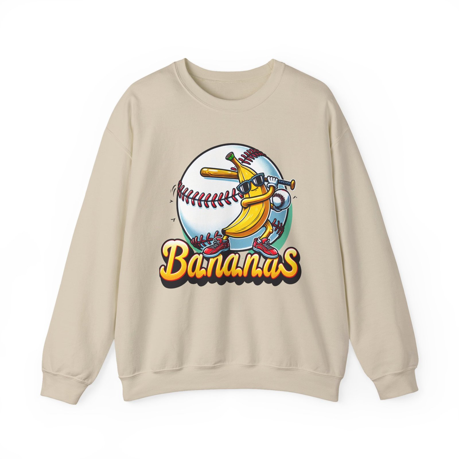 Banana Baseball Sweatshirt – Cozy Mascot Gameday Crewneck Gildan® 18000 - Image 4