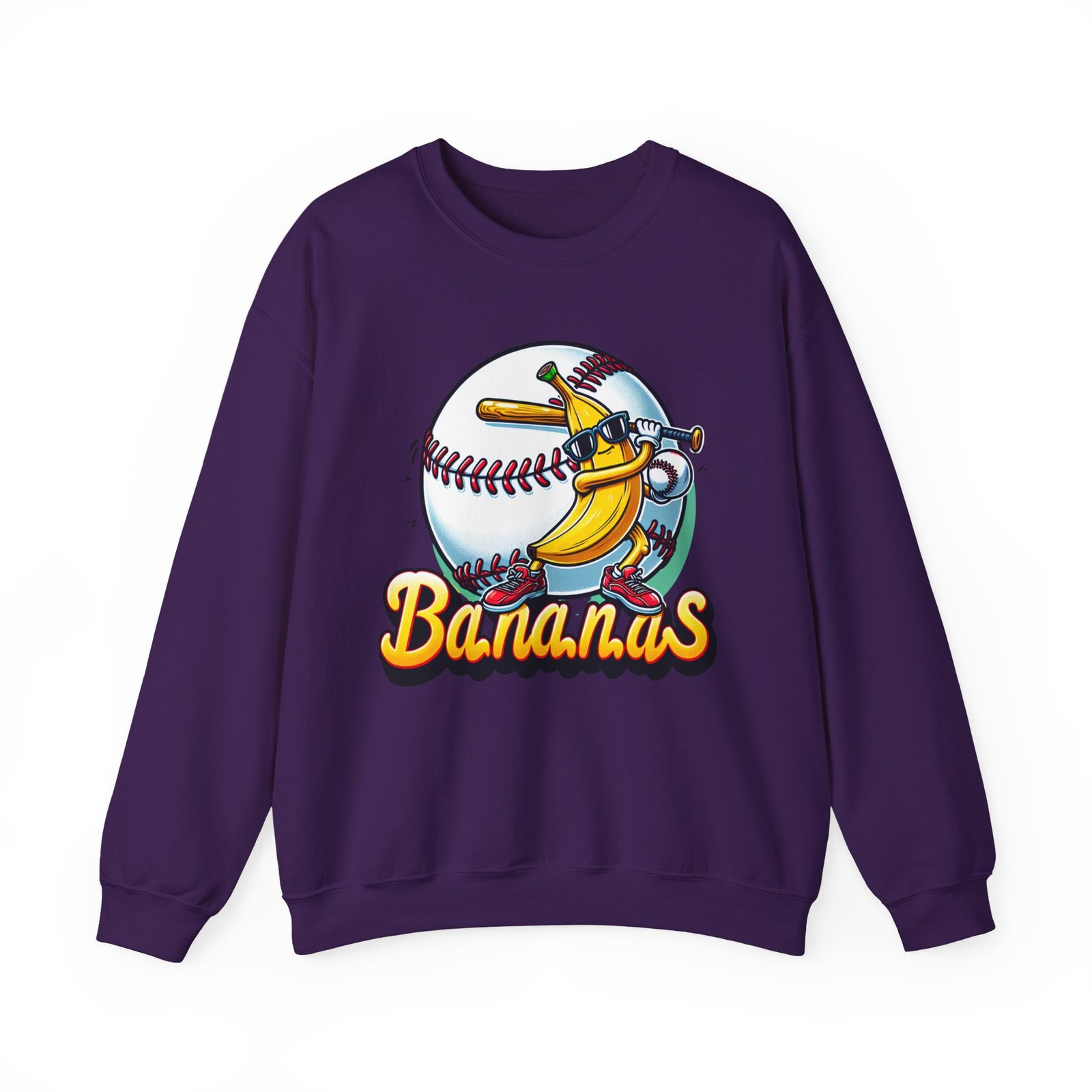 Banana Baseball Sweatshirt – Cozy Mascot Gameday Crewneck Gildan® 18000 - Image 9