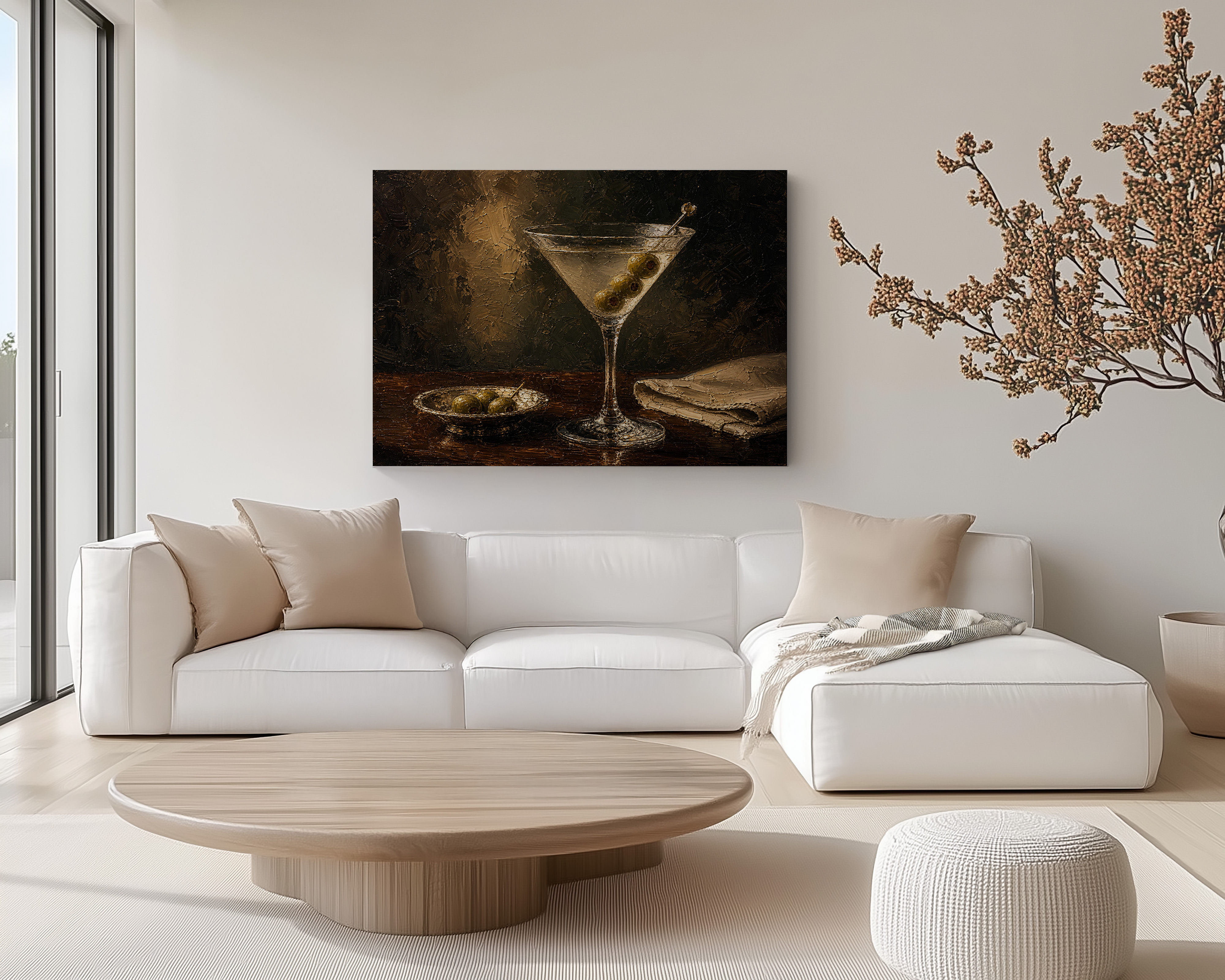 Featured product mockup of Dirty Martini Canvas Wall Art, showing the printed artwork on a stretched canvas.