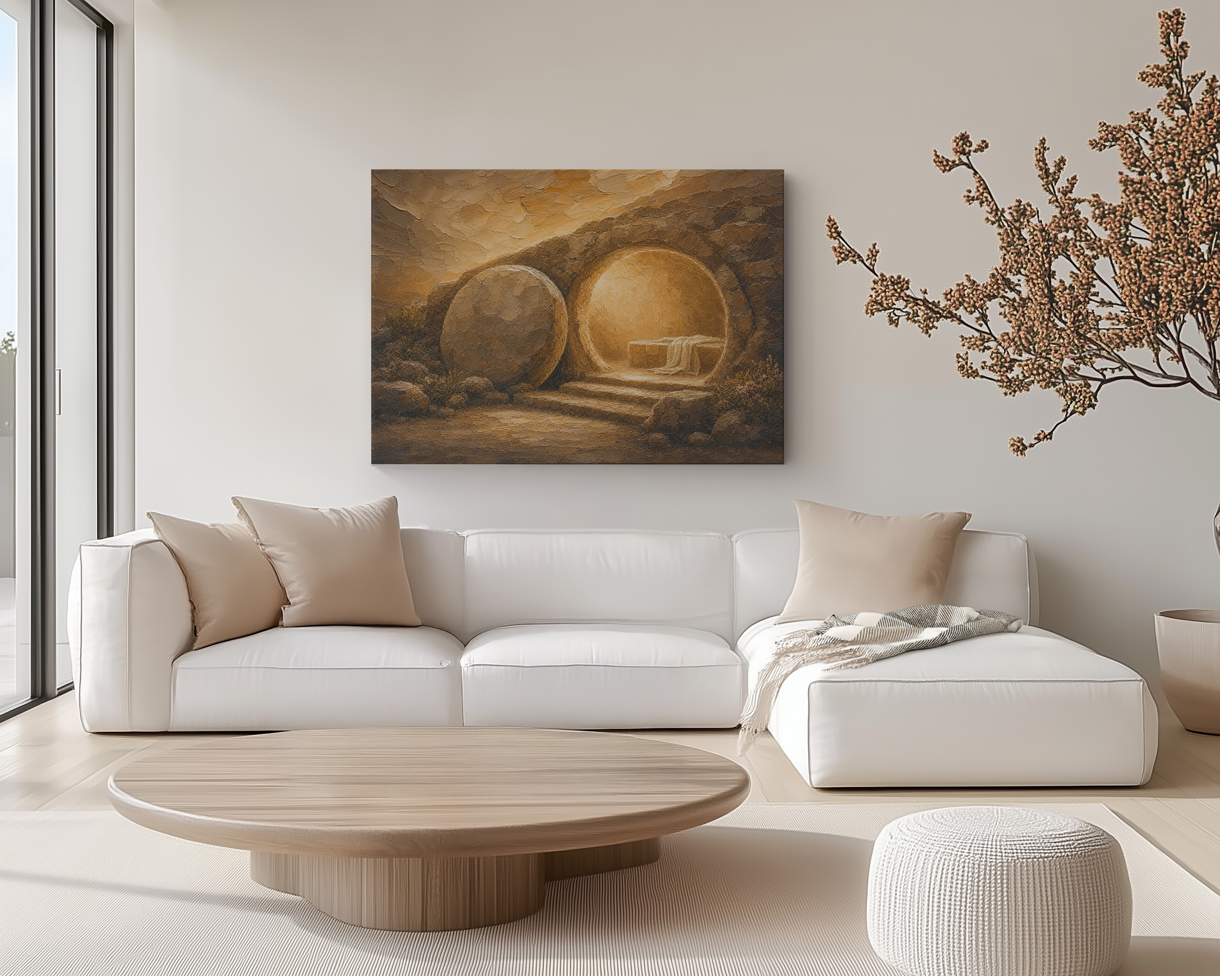 Featured product mockup of Empty Tomb Canvas Wall Art as a horizontal stretched canvas with gallery-wrapped edges.